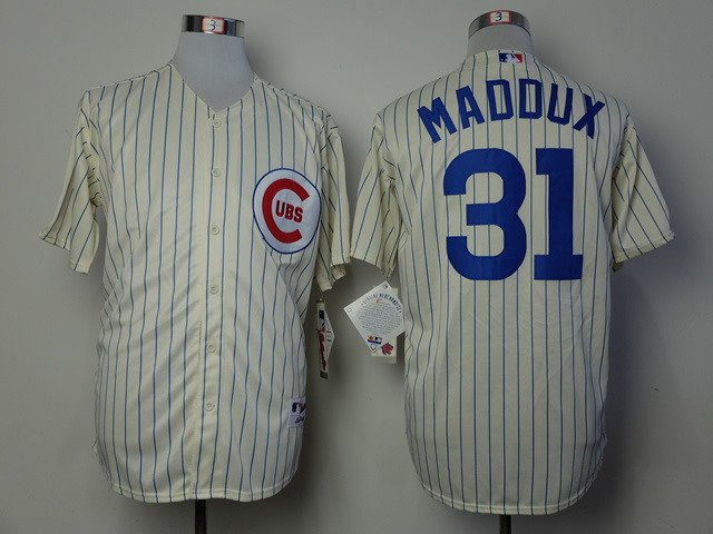 Men Chicago Cubs #31 Maddux Cream 1969 MLB Jerseys->chicago cubs->MLB Jersey